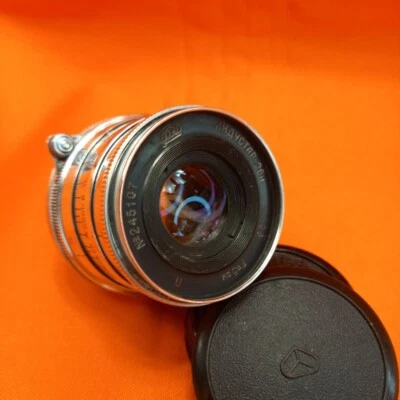 Lens Industar 26M f/2,8 50 mm Soviet Red P M39 rangefinder #245107 + Front Cap - Image 1 of 4