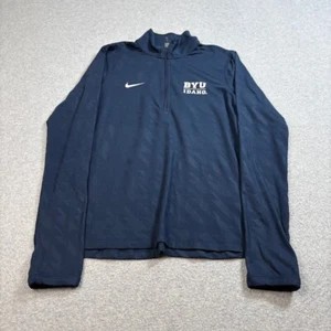 Nike BYU Idaho Shirt Men M Blue Dri-Fit Quarter Zip Jacket Sports Activewear - Picture 1 of 9