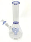 Hookah Water Pipe Glass 8" Purple Heart Tobacco Beaker Bong W/ Heart Bowl Pc