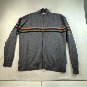 North Face Sweater Mens XL Gray Full Zip Rib Knit Stripe A5 Series Wool Blend - Picture 1 of 9