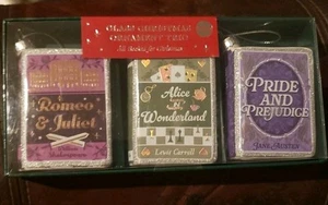 PORTICO Glass Book Christmas Ornament Trio Romeo & Jul/Pride & Prej/Alice In Won - Picture 1 of 4