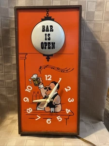 🕰️ Vintage Spartus “Bar Is Open” Light-Up Electric Wall Clock WORKS! Sign Decor - Picture 1 of 16