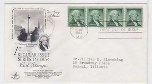 TurtlesTradingPost - George Washington 1 Cent #1054c - 1954 FDC Artcraft Cachet - Picture 1 of 1