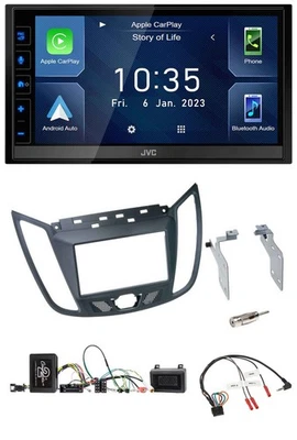 JVC DAB Bluetooth Lenkrad USB 2DIN Autoradio für Ford C-Max ab 2011 grau - Bild 1 von 4
