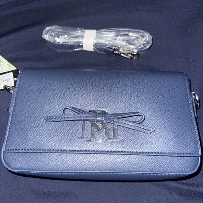 Bolso Bandolera Badgley Mischka Mujer con Lazo en Placa Azul Marino NUEVO Foto 1 de 4
