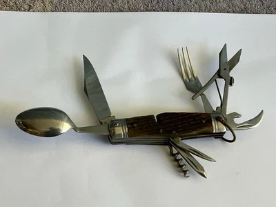 Vintage Hobo Pocket Knife Camping Folding 8 Tools Japan - Image 1 of 4