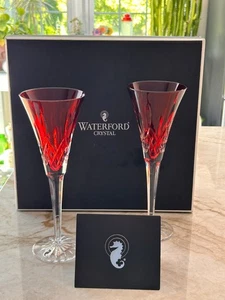 Waterford Crystal Lismore Crimson Flutes IOB - RL - Picture 1 of 10