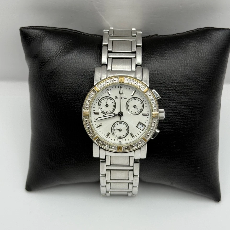 Bulova Swiss Chronograph Watch Quartz Date Dial 29mm C837317 Bracelet Ladies - Image 1 of 4