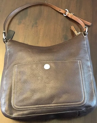 蔻驰 Y2K 卵石纹皮革切尔西流浪汉棕色柔软铣削牛皮 #F10891 二手状况完好 — 第 1/4 张图片