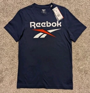 NWT Reebok Identity Big Logo T-Shirt Mens Size Small Blue/Red/White MSRP $25.00 - Picture 1 of 12