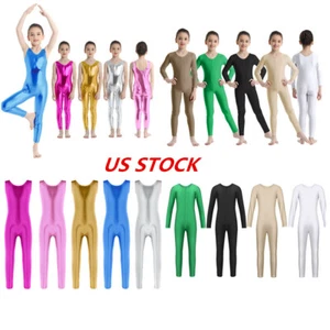 US Girls Kids Full Body Ballet Unitard Costume Gymnastics Leotard Stsge Catsuit - Picture 1 of 52
