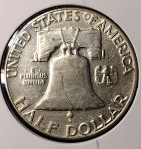 Medio dólar Franklin 1960 de plata FBL DDR SIN CIRCULAR - Imagen 1 de 12