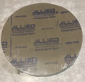 Allied 50-10040 1200 (P-4000) Grit Silicon Carbide Paper 8” Disc LOT Of 100 - Picture 1 of 2
