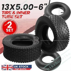 2x Inner Tube 13x5.00-6 2x Tyre Ride On Lawnmower Garden Tractor Quad Turf Tread - Picture 1 of 20