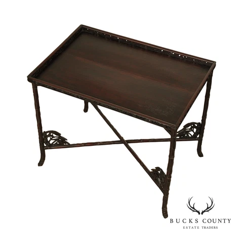 Antique 19th Century Rosewood Folding Bamboo Tray Table Cover