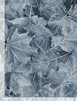 Winter Birch Leaves ICE 7831 Blue Grey cotton quilt fabric Timeless Treasures - Image 1 of 4