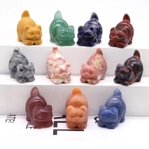 30mm Cute Cat Carving Home Decoration Natural Stone Quartz gift 1PCS - Picture 1 of 34