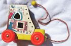 Playskool Vintage Old Woman Who Lived in a Shoe Pull Toy White Yellow USA