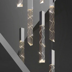 Luxury Modern Villa Staircase Pendant Lights Long Spiral Hanging Crystal LED - Picture 1 of 6