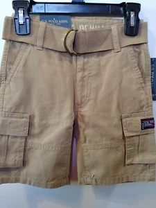 U.S. Polo Assn. Boy's Cargo Shorts with belt, Zip Fly Dark Khaki Szs 4', 5, 6, 7 - Picture 1 of 12