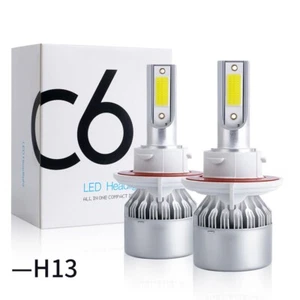 2Pcs H13 C6 LED Headlight Bulbs Kit 6500K White High Low Beam Light Super Bright - Picture 1 of 10