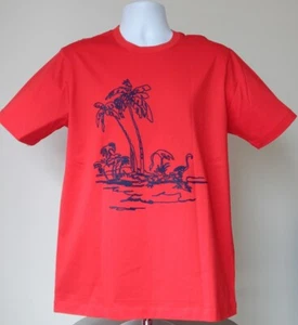 NWT Men’s Bugatchi Mercerized Cotton Jersey Embroidered Island RED T Shirt Sz M - Picture 1 of 4