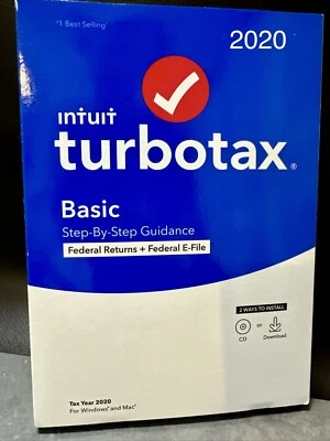 TurboTax BASIC 2020 Federal Returns + Federal E-file Windows /Mac  CD / Download - Image 1 of 4