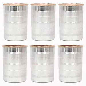 Vaso de vidrio de cobre puro y acero capacidad 250 ml hotel hogar y cocina para regalo - Imagen 1 de 4