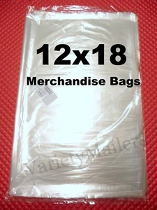 100 Clear Plastic Merchandise Bags 12''x 18'' / 1 MIL ~ Hoodies Pants XL Shirts  - Picture 1 of 3