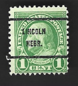 Scott# 632 1c Franklin Precancel ~ LINCOLN NEBR. ~ (B-6) - Picture 1 of 2
