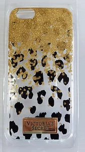 CUSTODIA RIGIDA FLESSIBILE VICTORIAS SECRET IPHONE 6S ORO E LEOPARDO TRASPARENTE - Foto 1 di 2
