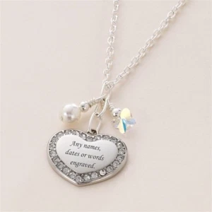 Girls or Ladies Personalised Necklace, ANY Engraving. Butterfly, Heart, Pearl - Picture 1 of 9