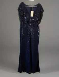 Maxi Vestido de Cóctel Babeyond Lentejuelas Iridiscentes Noche Cuentas Años 20’s Azul Marino XL LEER - Imagen 1 de 17
