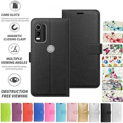 For Nokia C21+ Case Cover Flip Folio Leather Wallet Credit Card Slot - Image 1 of 2
