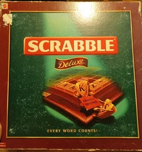 Scrabble Deluxe Edition Vintage Mattel Wooden Tiles Turntable Board - Picture 1 of 4