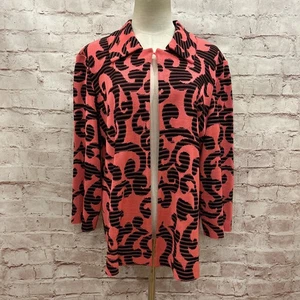 Chaqueta Cárdigan Ming Wang Rosa Negro Acrílico Tejido Talla Grande - Imagen 1 de 4