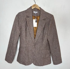 New Fate Houndstooth Blazer Women’s Small Brown One Button Preppy Academia - Picture 1 of 14