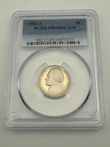 1982-S 5C Proof PCGS  PR69DCAM Deep Cameo  Jefferson Nickel With Lt Yellow Toner - Picture 1 of 4