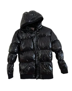 Appaman Kyla Hooded Puffer Coat Black Girls Size 14 Shiny - Picture 1 of 7