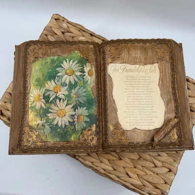 Vintage Friendship Book with Poem Daisy Floral Decor Unique Keepsake Decorative - Image 1 of 4