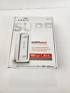 ARRIS SURFboard SB6183 / 16 x 4 WHITE Cable Internet Modem Gaming Speed 686 Mbps - Picture 1 of 4