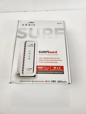 ARRIS SURFboard SB6183 / 16 x 4 WHITE Cable Internet Modem Gaming Speed 686 Mbps - Image 1 of 4