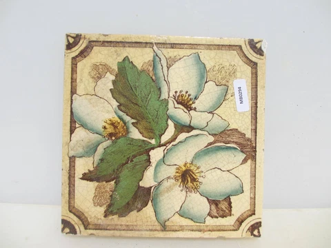 Victorian Ceramic Tile Vintage Floral Art Nouveau Flowers Old Leaf Antique Cover