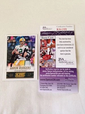 Aaron Rodgers NY JETS AUTOGRAPHED IN PERSON 2014 Panini Hot 100 JSA VERY RARE - Image 1 of 4