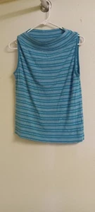 Erika Sleeveless Top Turquoise And White Striped Boat Neck Nade In Russia - Picture 1 of 3