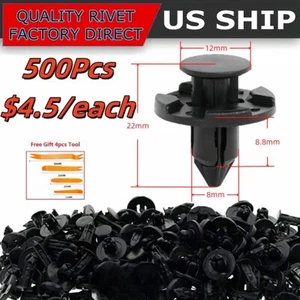500pcs Bumper Clips 8mm Plastic Rivet Fastener Mud Flaps Fender Push for NISSAN - Picture 1 of 10