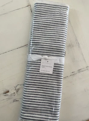 Pottery Barn Wheaton Stripe 18 x 108 Table Runner Navy - Image 1 of 4