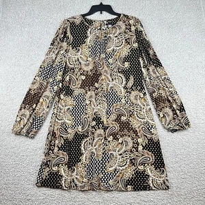Tommy Hilfiger Women’s A-line Dress Size 16 Black Paisley Floral Long Sleeve New - Picture 1 of 17