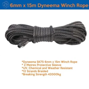 6mm X 15m Dyneema SK75 Marine Hand Winch Rope Boat Car Tow Recovery Grey - Picture 1 of 1