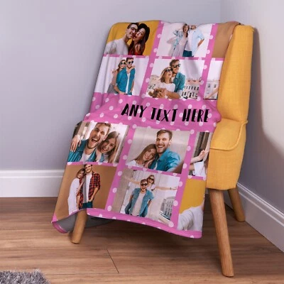 Manta de lana con foto de lunares rosa personalizada Foto 1 de 4